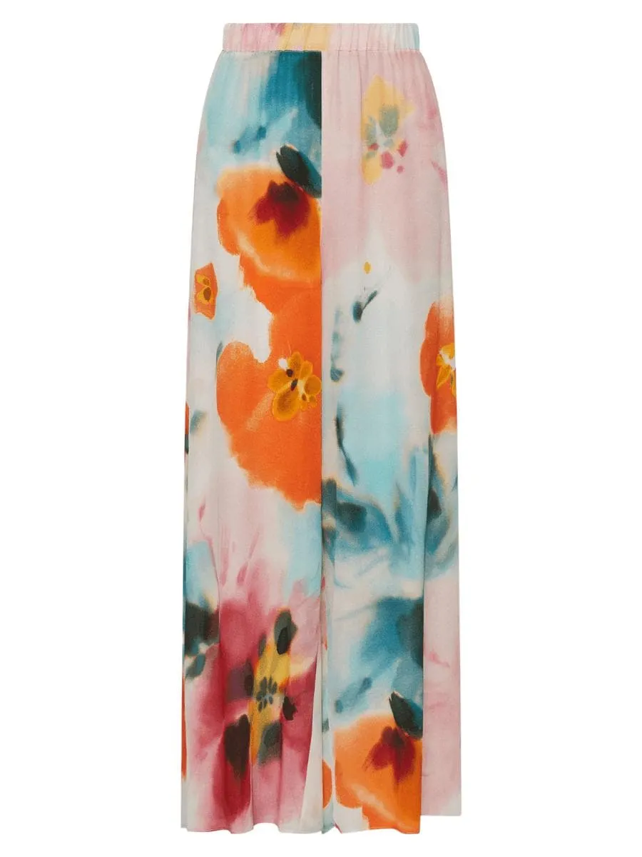 Pantaloni in crêpe de chine di seta