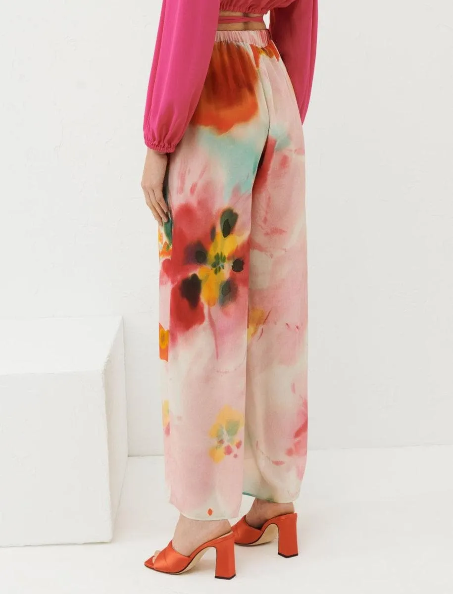 Pantaloni in crêpe de chine di seta