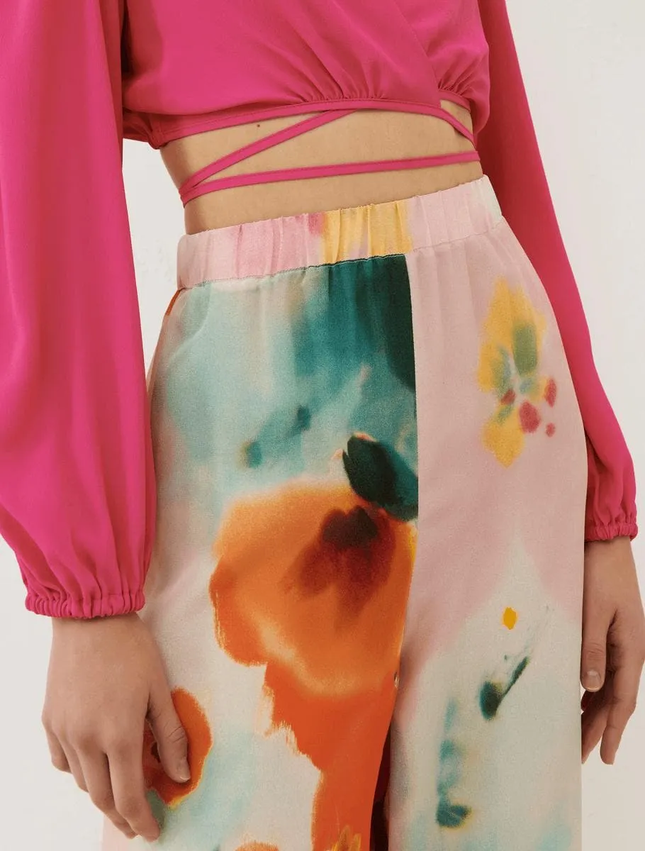 Pantaloni in crêpe de chine di seta