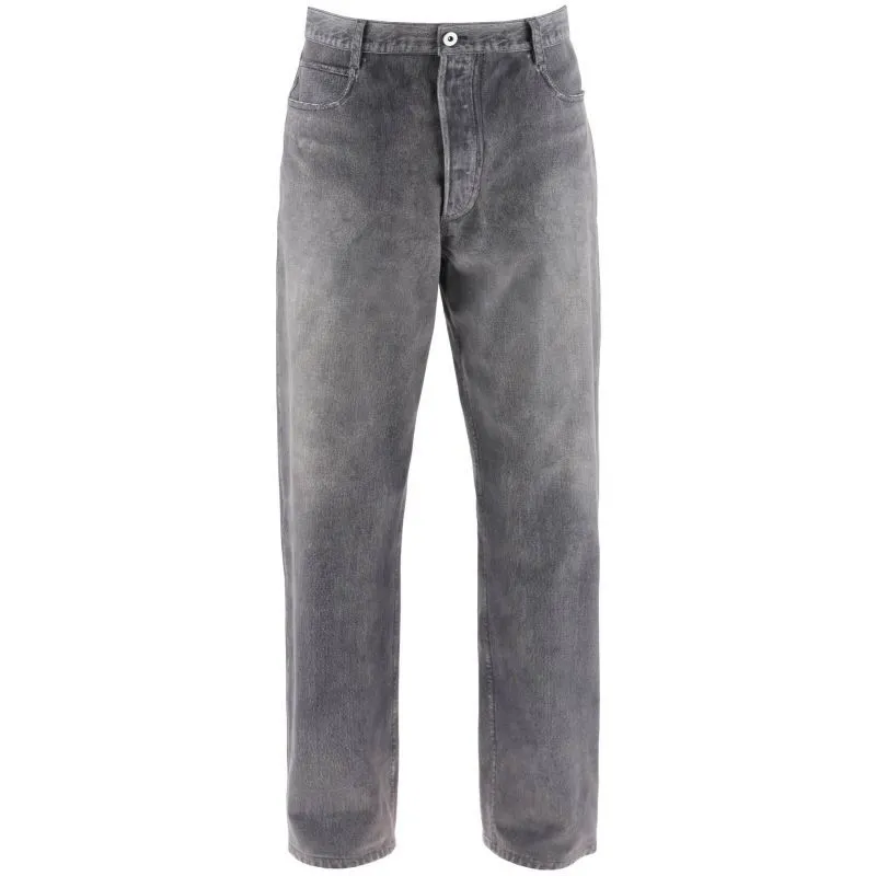 Pantaloni in nabuk stampato effetto denim