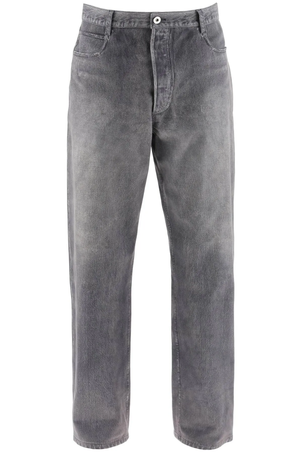 Pantaloni in nabuk stampato effetto denim
