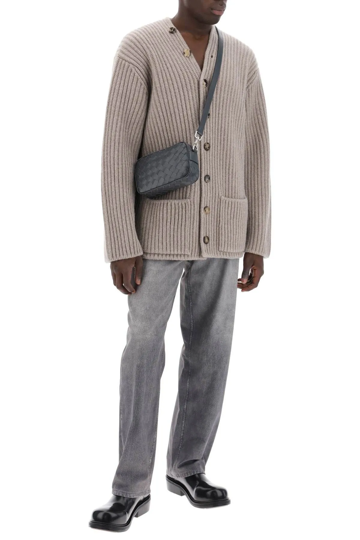Pantaloni in nabuk stampato effetto denim