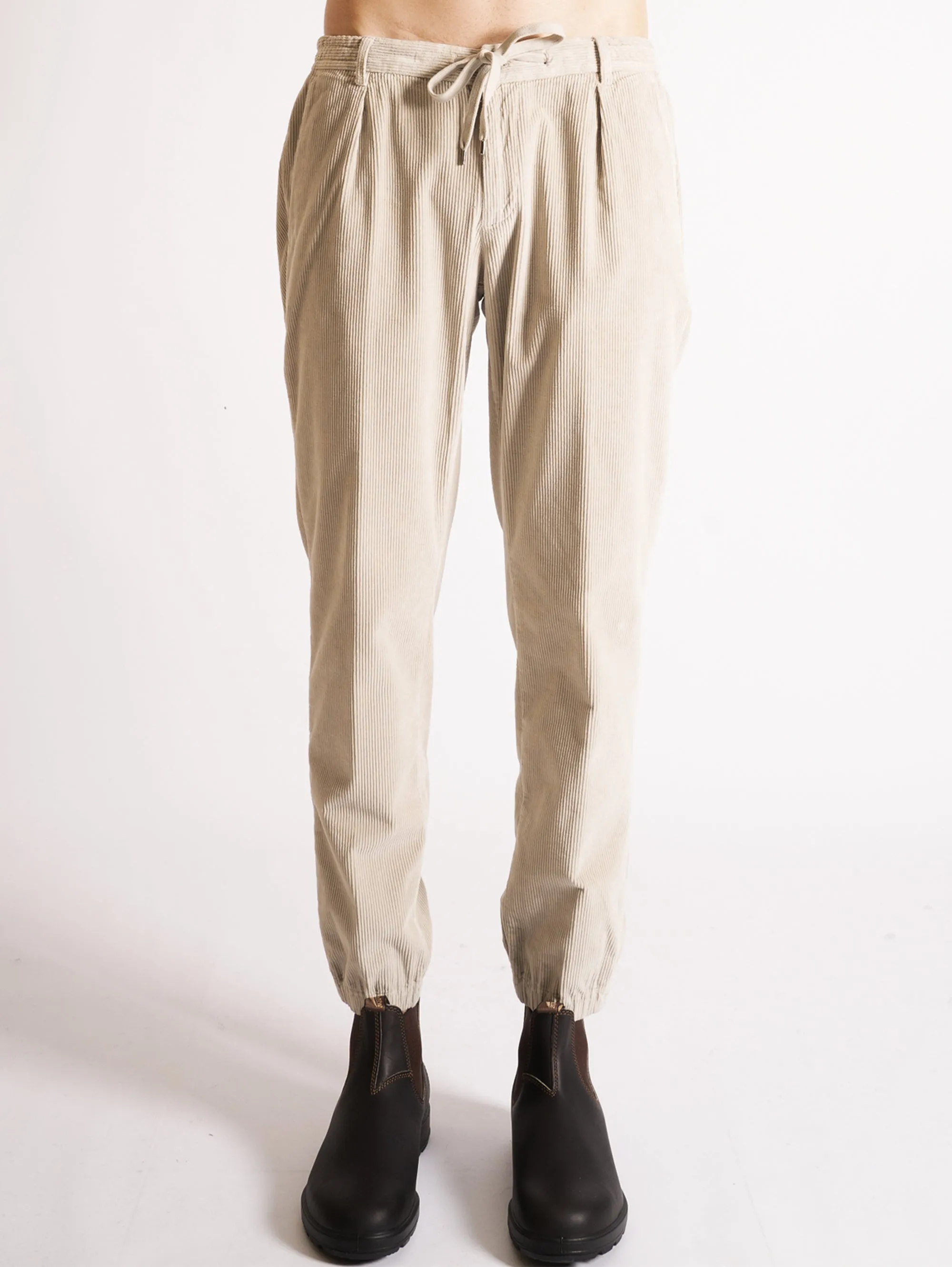 Pantaloni in Velluto a Coste Beige