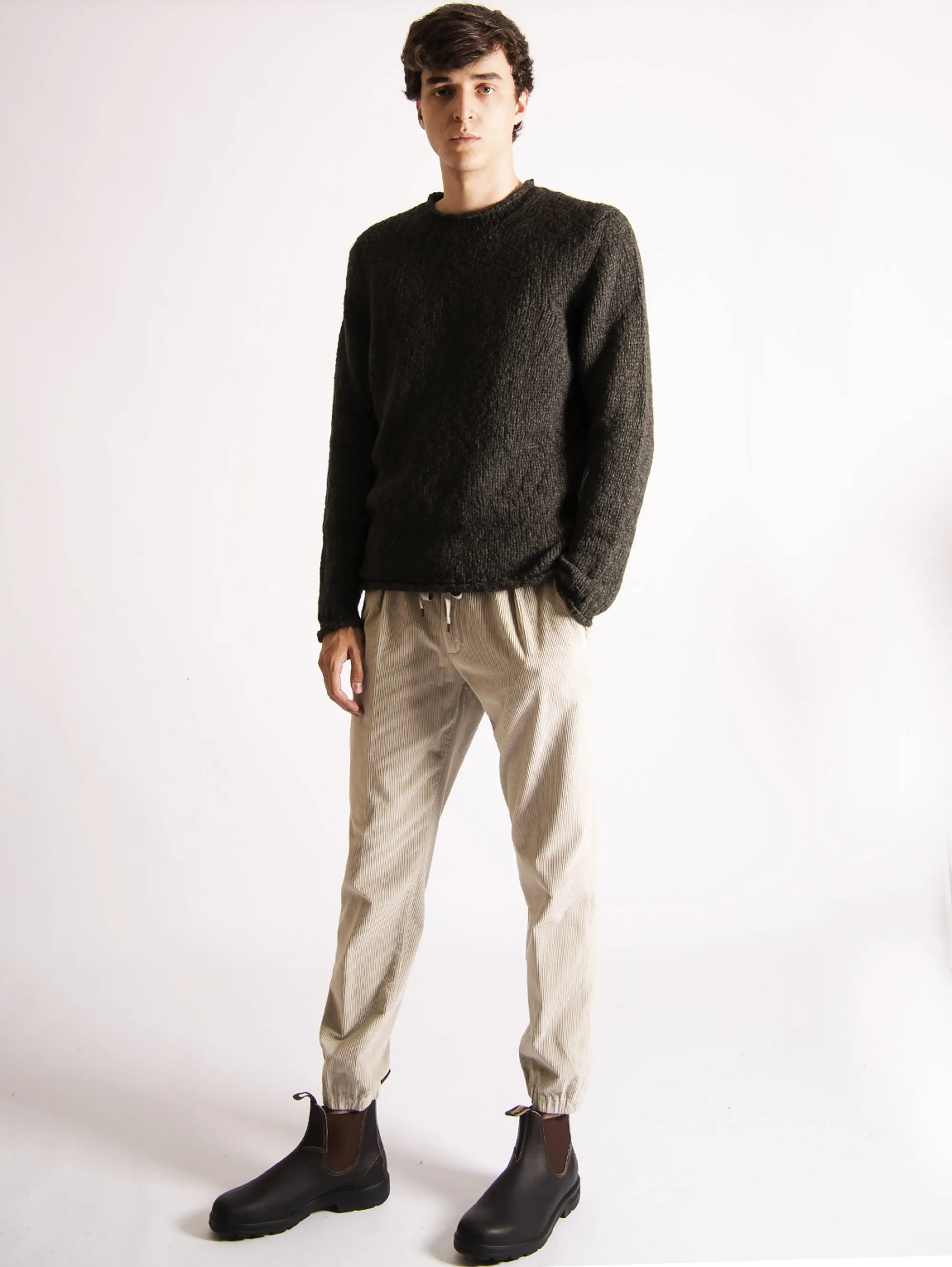 Pantaloni in Velluto a Coste Beige