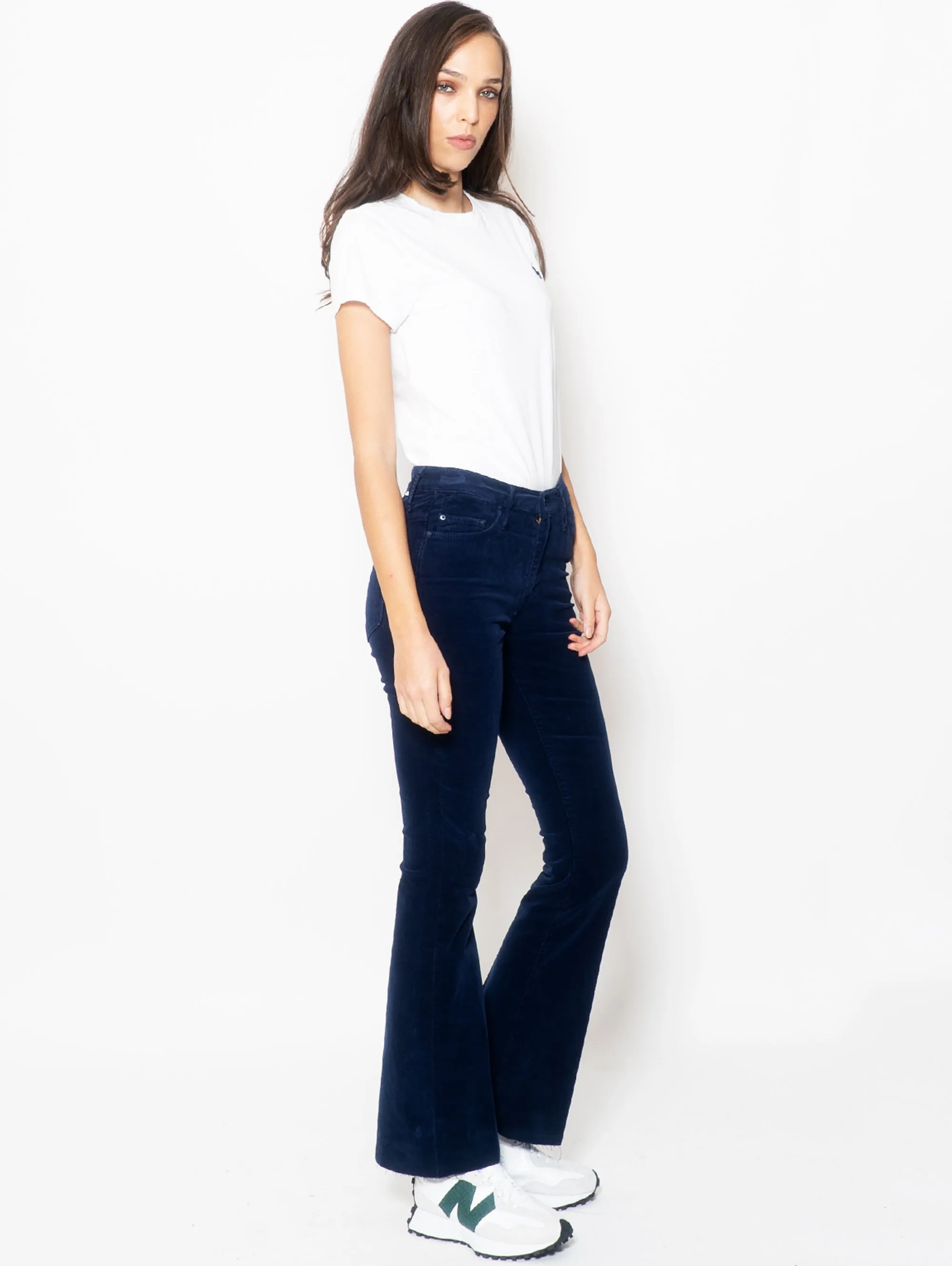 Pantaloni in Velluto a Coste Blu
