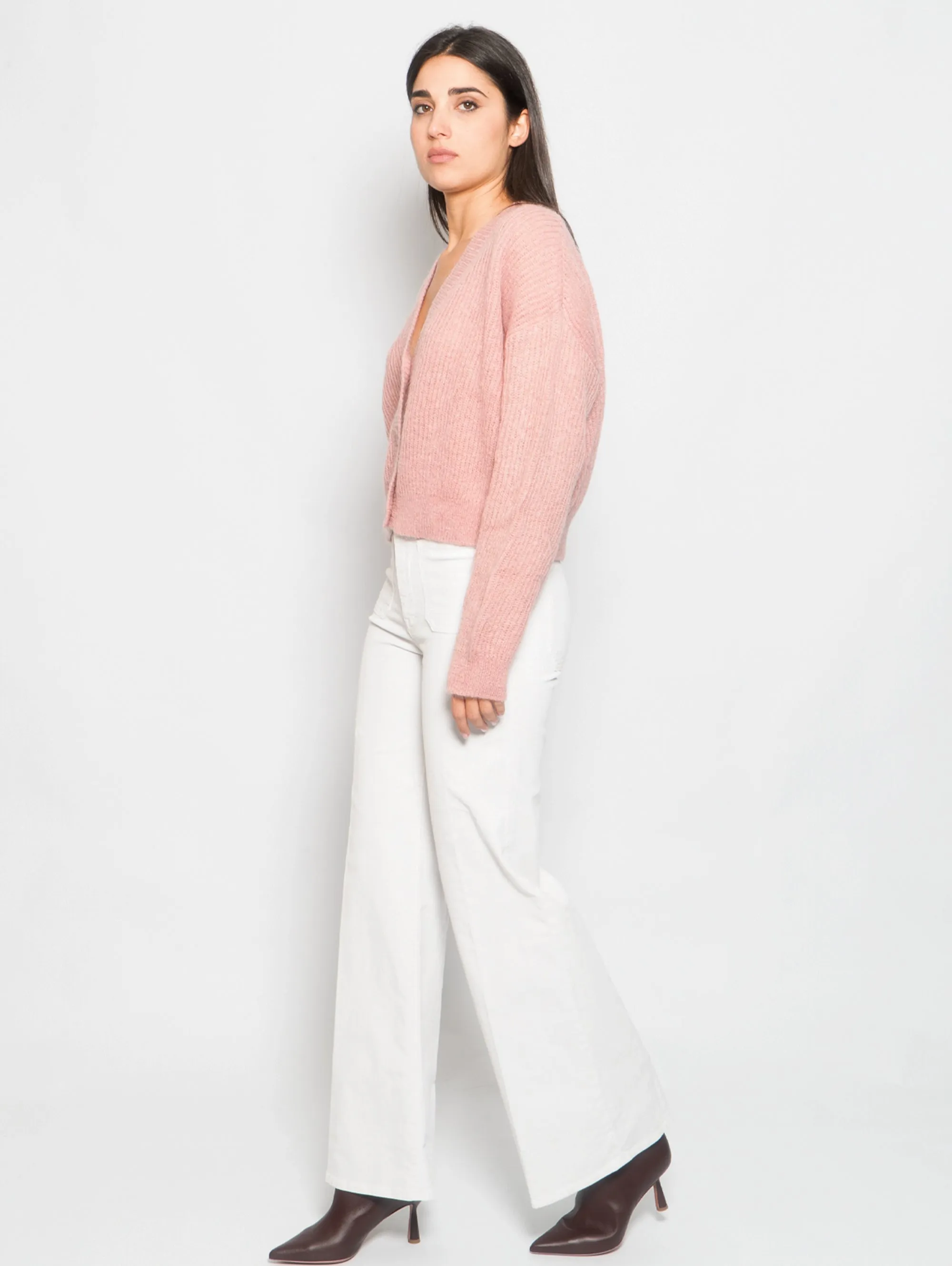 Pantaloni in Velluto a Coste con Tasche Applicate Bianco