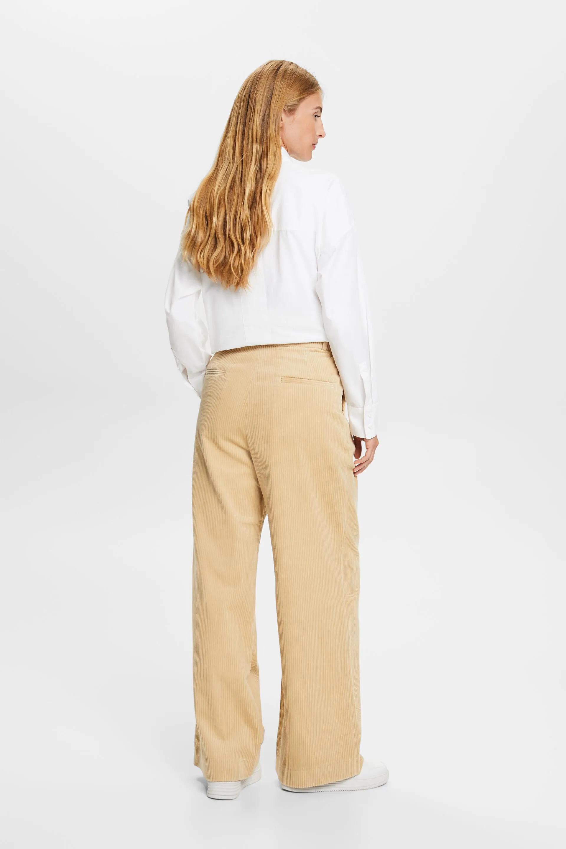 Pantaloni in velluto a vita media e gamba larga