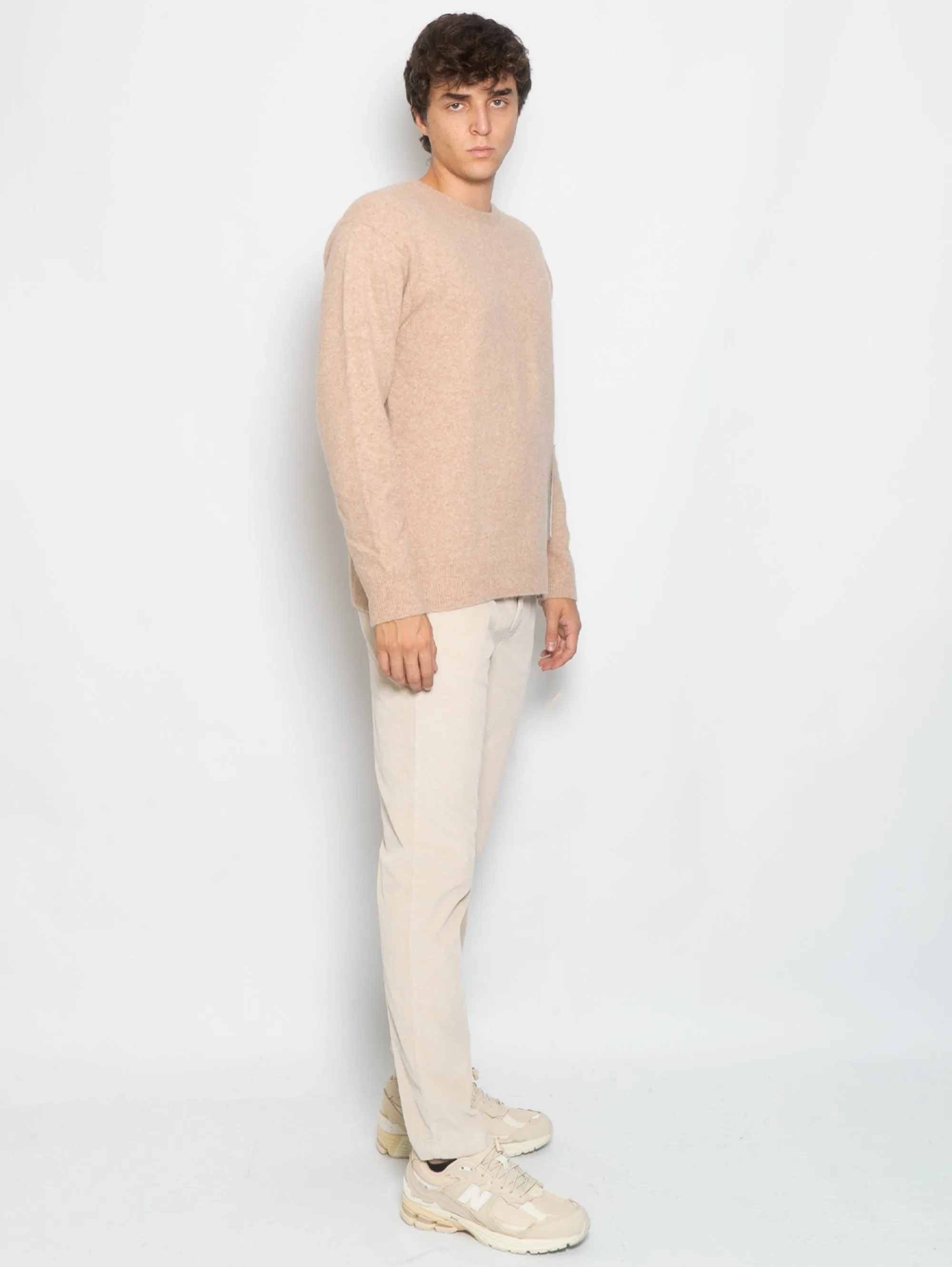 Pantaloni in Velluto con Laccio Beige