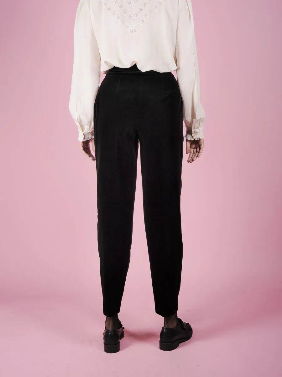 Pantaloni in velluto liscio nero