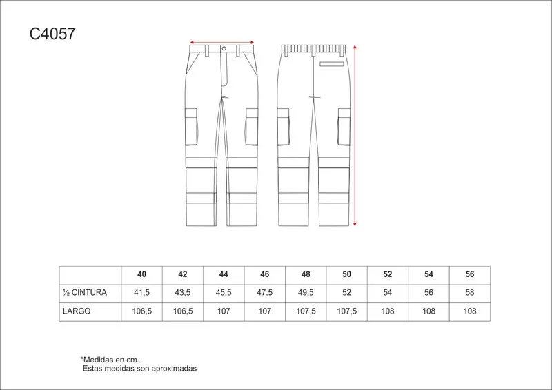 Pantaloni multi-tasca con due nastri ad alta visibilità EN ISO20471: 2013 Navy Red AV