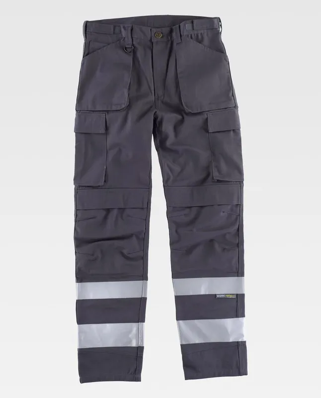 Pantaloni multi-tasca con nastri riflettenti di diverse dimensioni Grigio