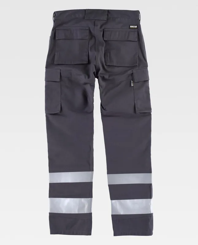 Pantaloni multi-tasca con nastri riflettenti di diverse dimensioni Grigio