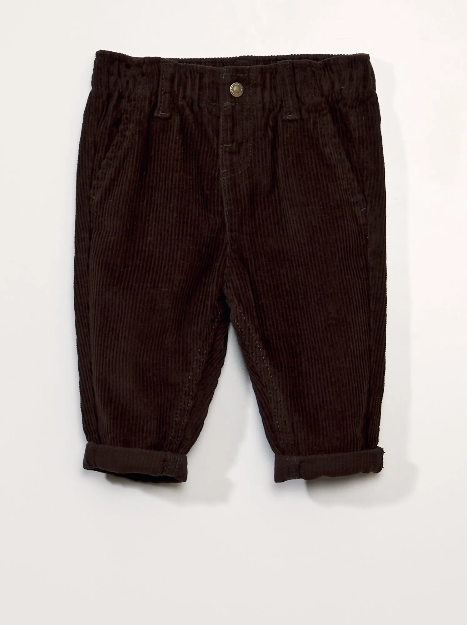 Pantaloni paperbag in velluto - MARRONE