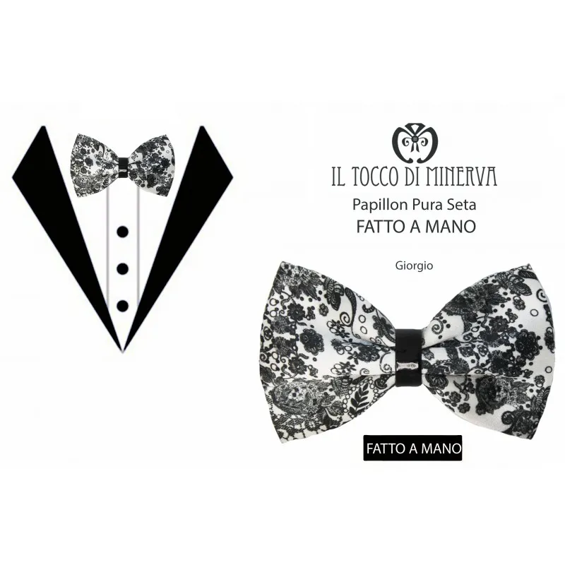 Papillon Pura Seta Giorgio Tessuto Alta Moda - Realizzato a mano 