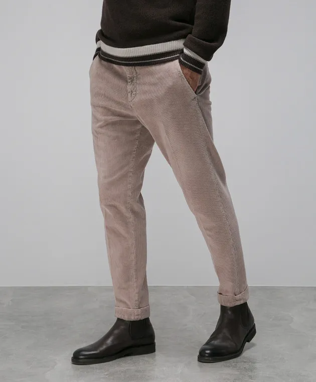 Peserico Pantaloni in velluto a coste beige R54622T405752