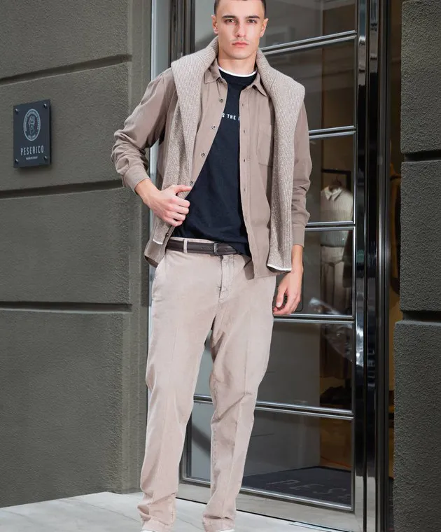 Peserico Pantaloni in velluto a coste beige R54622T405752