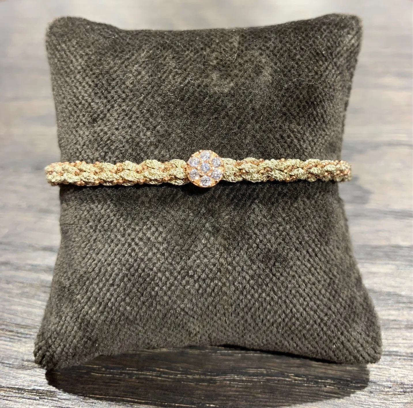Pf milanojewels bracciale regolabile très chic  seta champagne,  argento placcato oro rosa