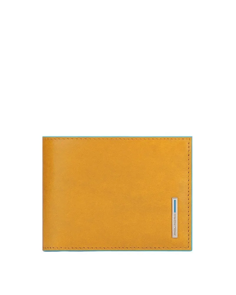 PORTAFOGLIO UOMO PIQUADRO GIALLO PORTAMONETE PORTADOCUMENTI VERTICALE PELLE BLU SQUARE PU1392B2R/G9