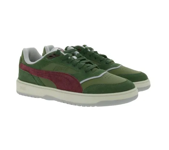 PUMA Doublecourt PRM sneakers in vera pelle per uomo e donna scarpe retrò 393283 06 verde/bordeaux