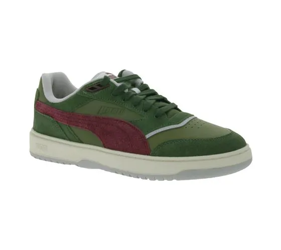 PUMA Doublecourt PRM sneakers in vera pelle per uomo e donna scarpe retrò 393283 06 verde/bordeaux