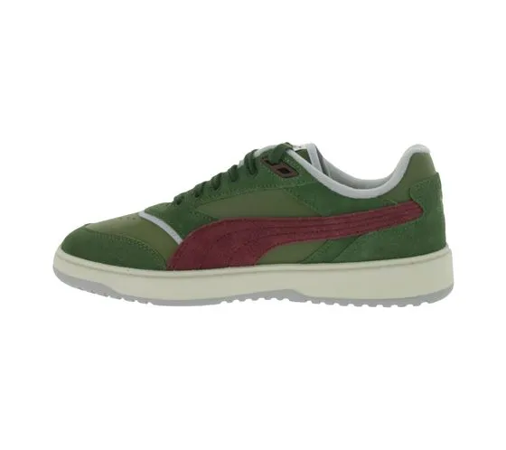 PUMA Doublecourt PRM sneakers in vera pelle per uomo e donna scarpe retrò 393283 06 verde/bordeaux