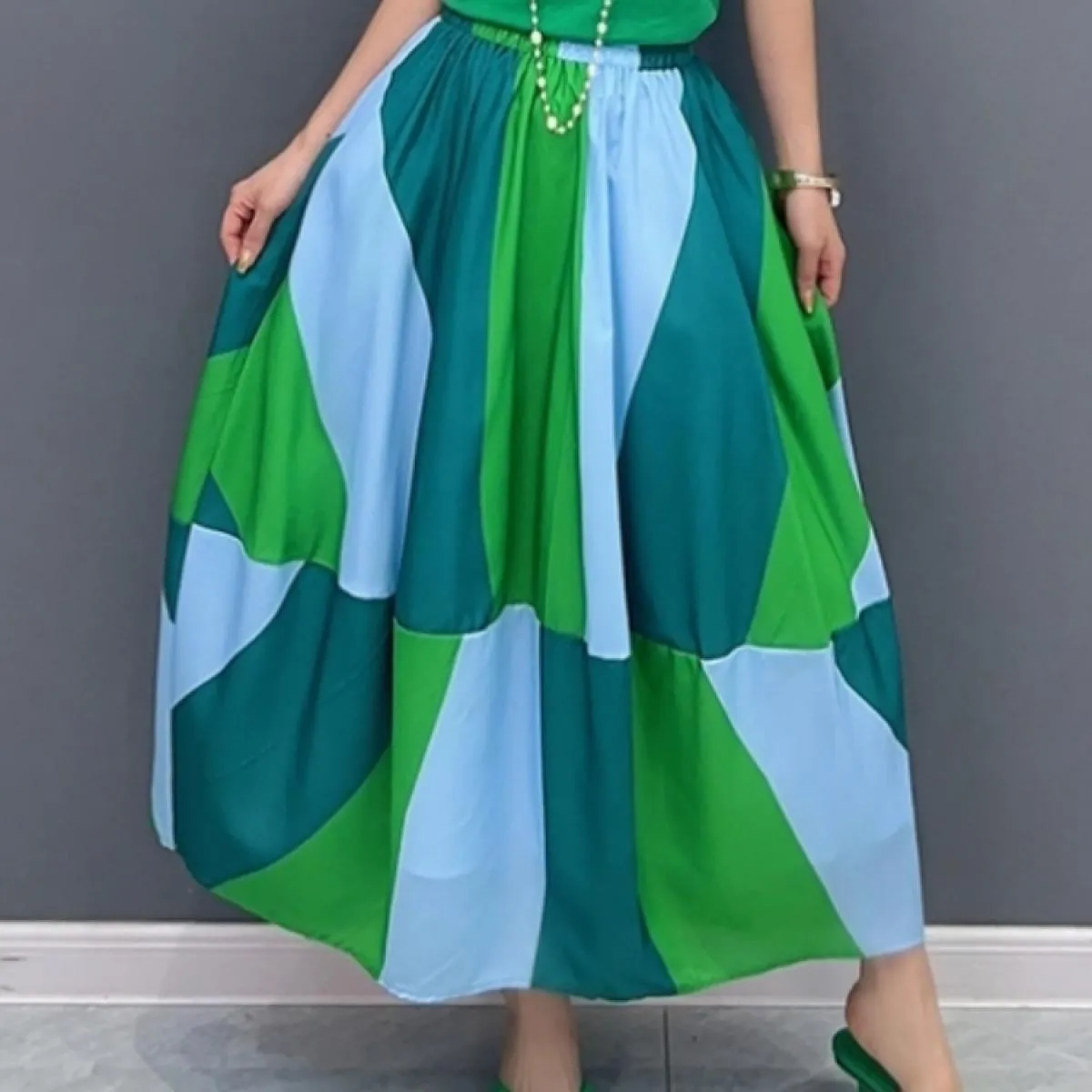 Qing Mo 2023 Estate Nuovo Casual Colore Corrispondenza Allentato Un Pezzo Mezza Gonna Moda Donna Indossare Personalizzato Gonna