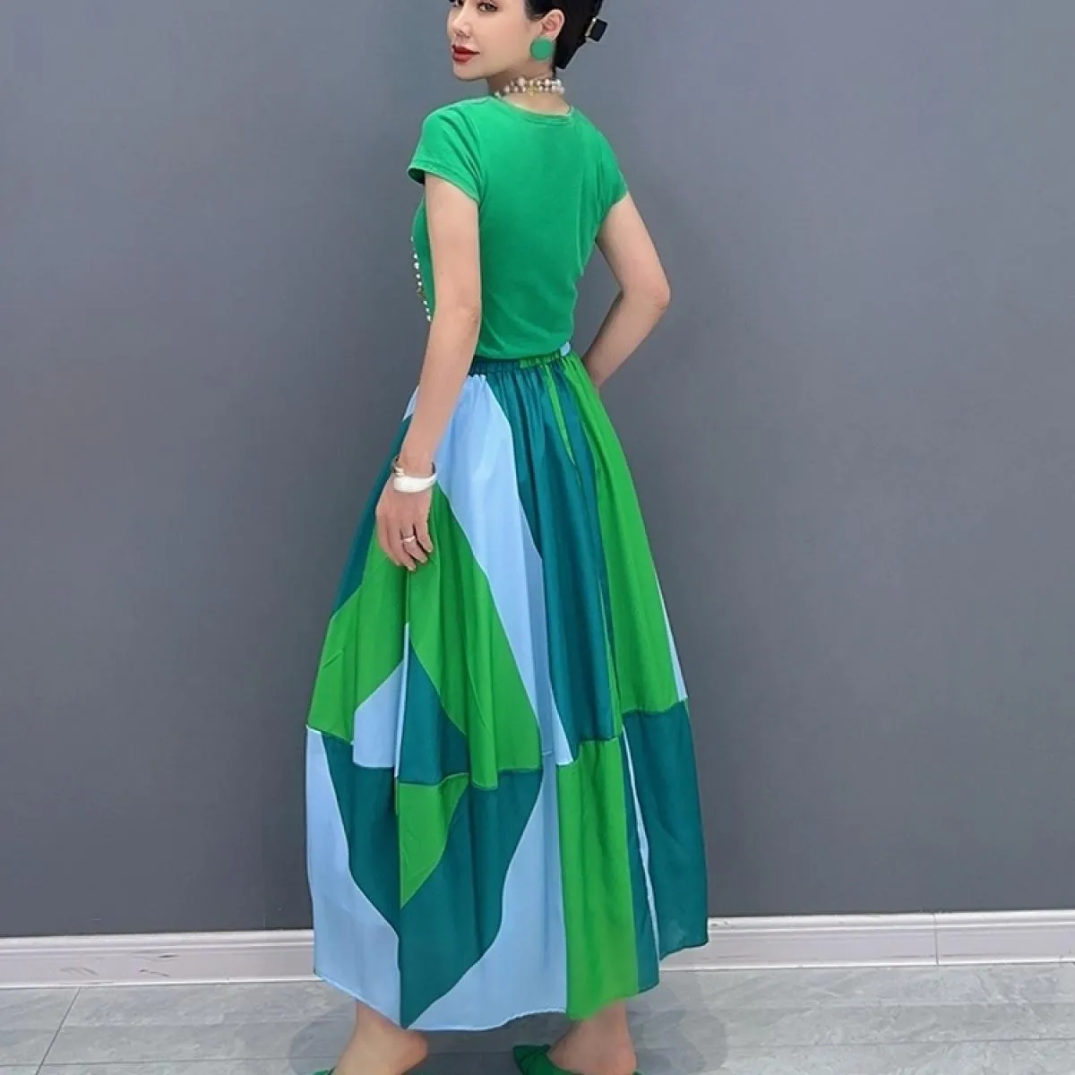 Qing Mo 2023 Estate Nuovo Casual Colore Corrispondenza Allentato Un Pezzo Mezza Gonna Moda Donna Indossare Personalizzato Gonna