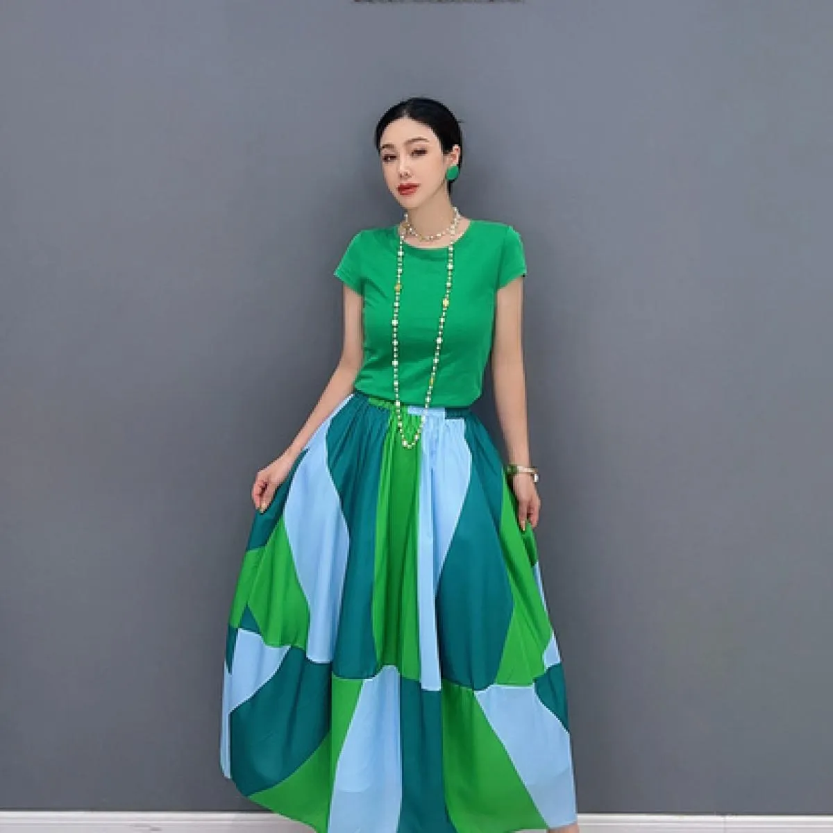 Qing Mo 2023 Estate Nuovo Casual Colore Corrispondenza Allentato Un Pezzo Mezza Gonna Moda Donna Indossare Personalizzato Gonna