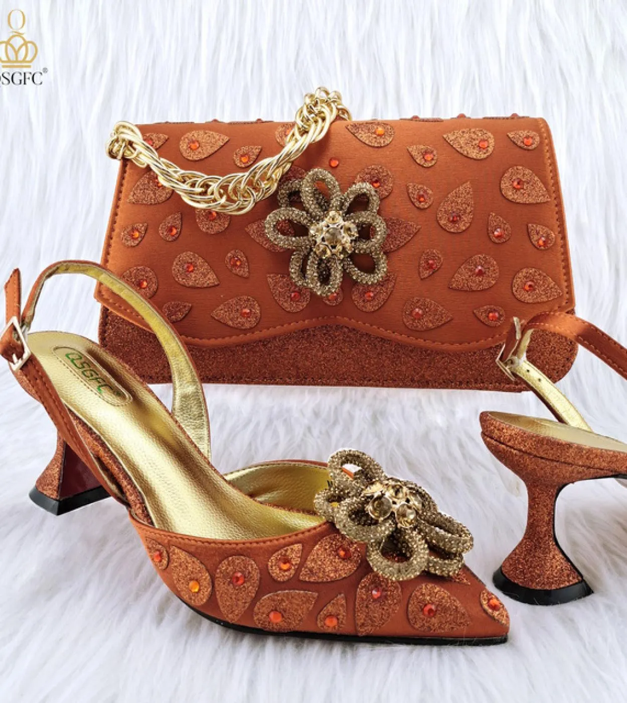 Qsgfc New Mature Women Commuter Tote Bag e cuciture abbinate a colori con tacchi alti Nigeria Ladies Party Shoes Bag Set