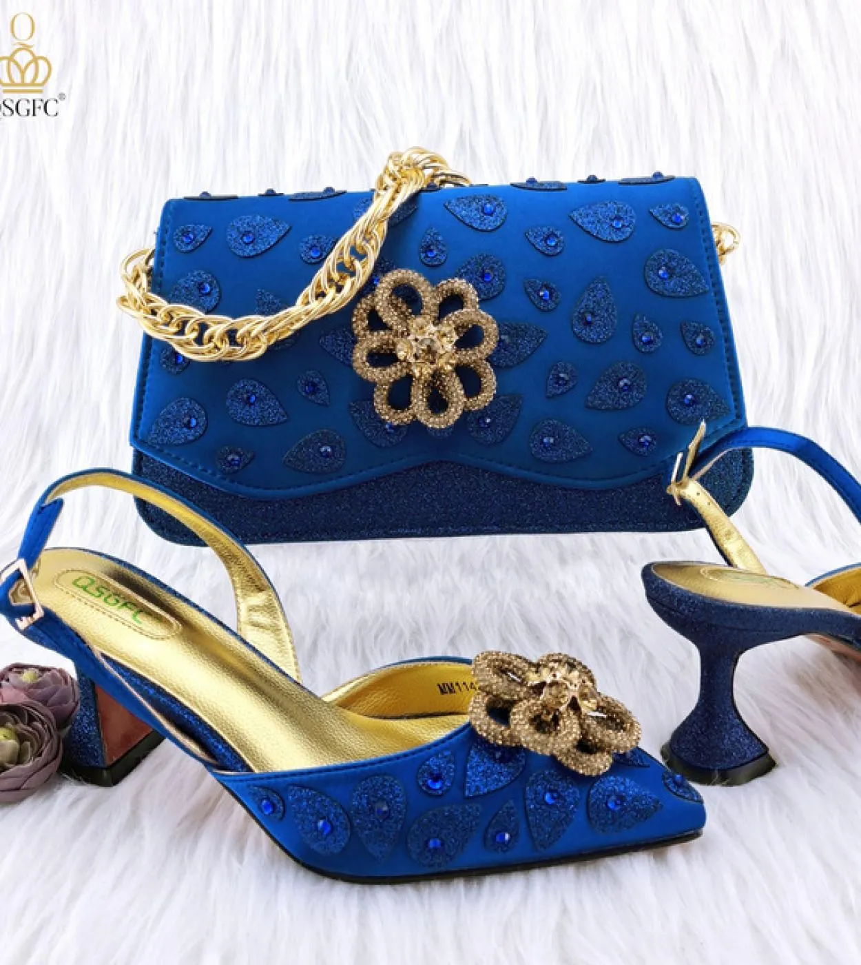 Qsgfc New Mature Women Commuter Tote Bag e cuciture abbinate a colori con tacchi alti Nigeria Ladies Party Shoes Bag Set
