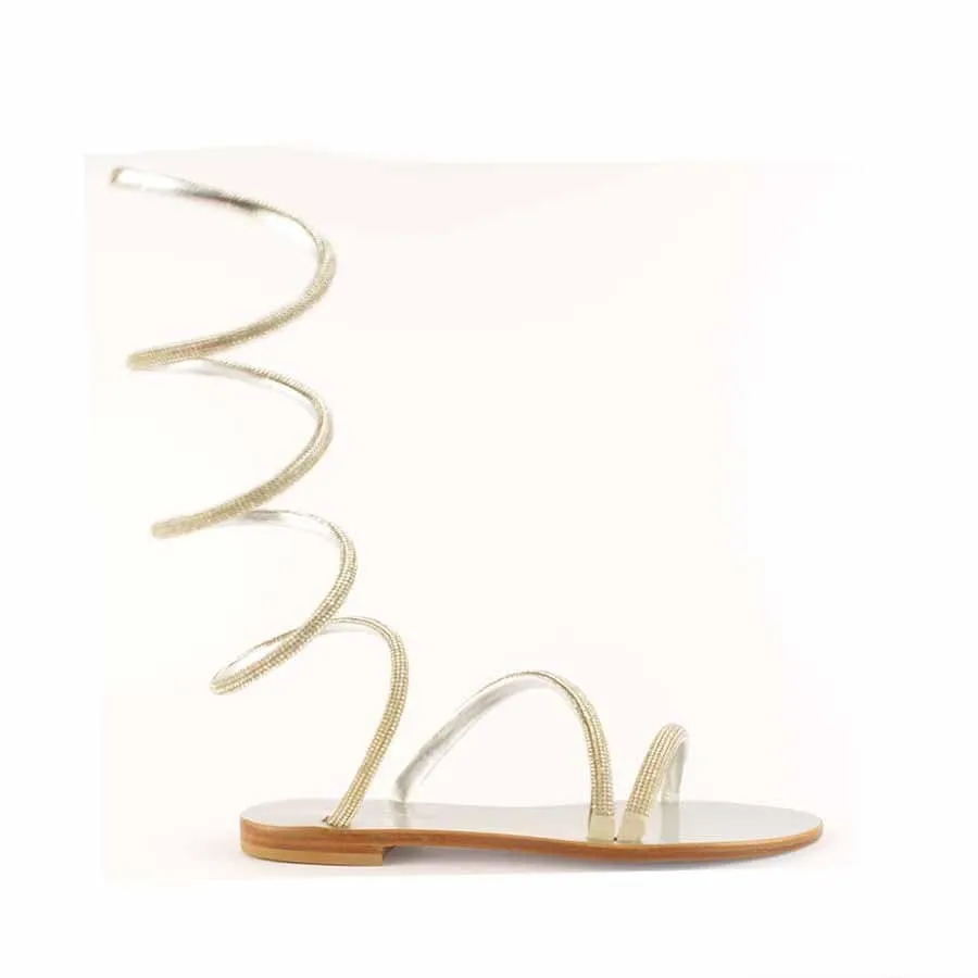 Rago collection sandalo Cleopatra strass flat argento
