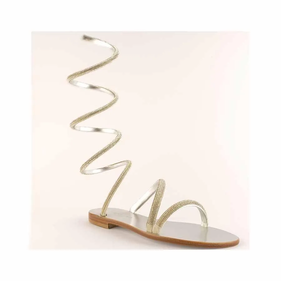 Rago collection sandalo Cleopatra strass flat argento