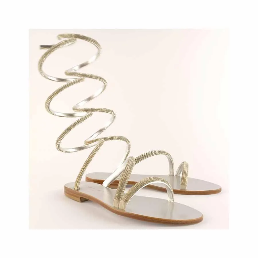 Rago collection sandalo Cleopatra strass flat argento