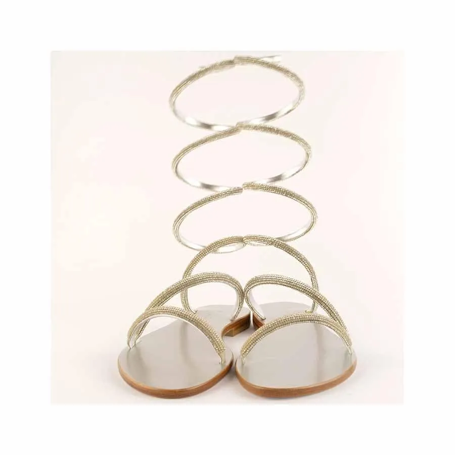 Rago collection sandalo Cleopatra strass flat argento