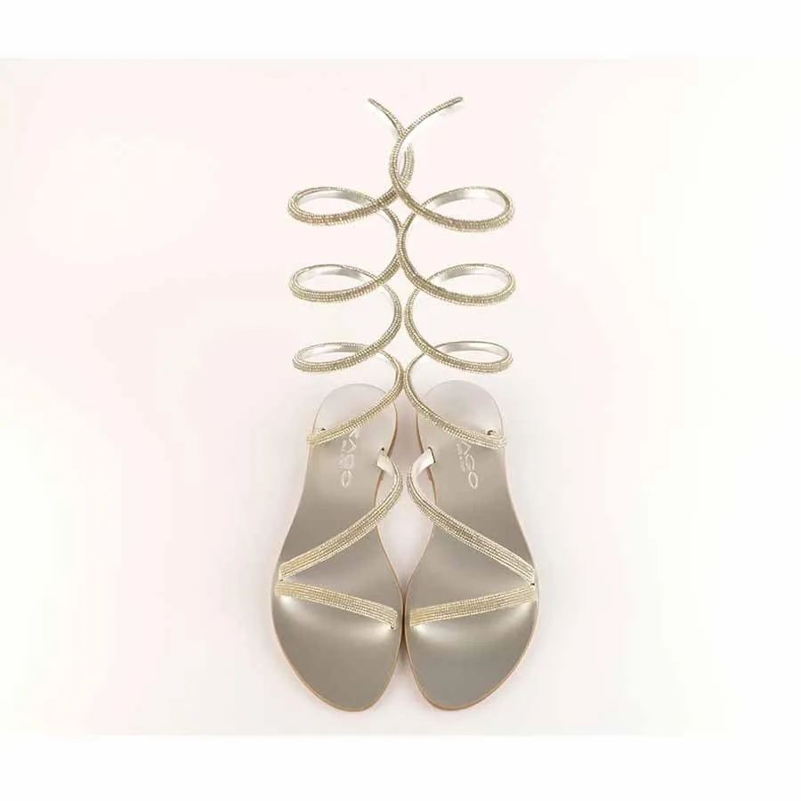 Rago collection sandalo Cleopatra strass flat argento