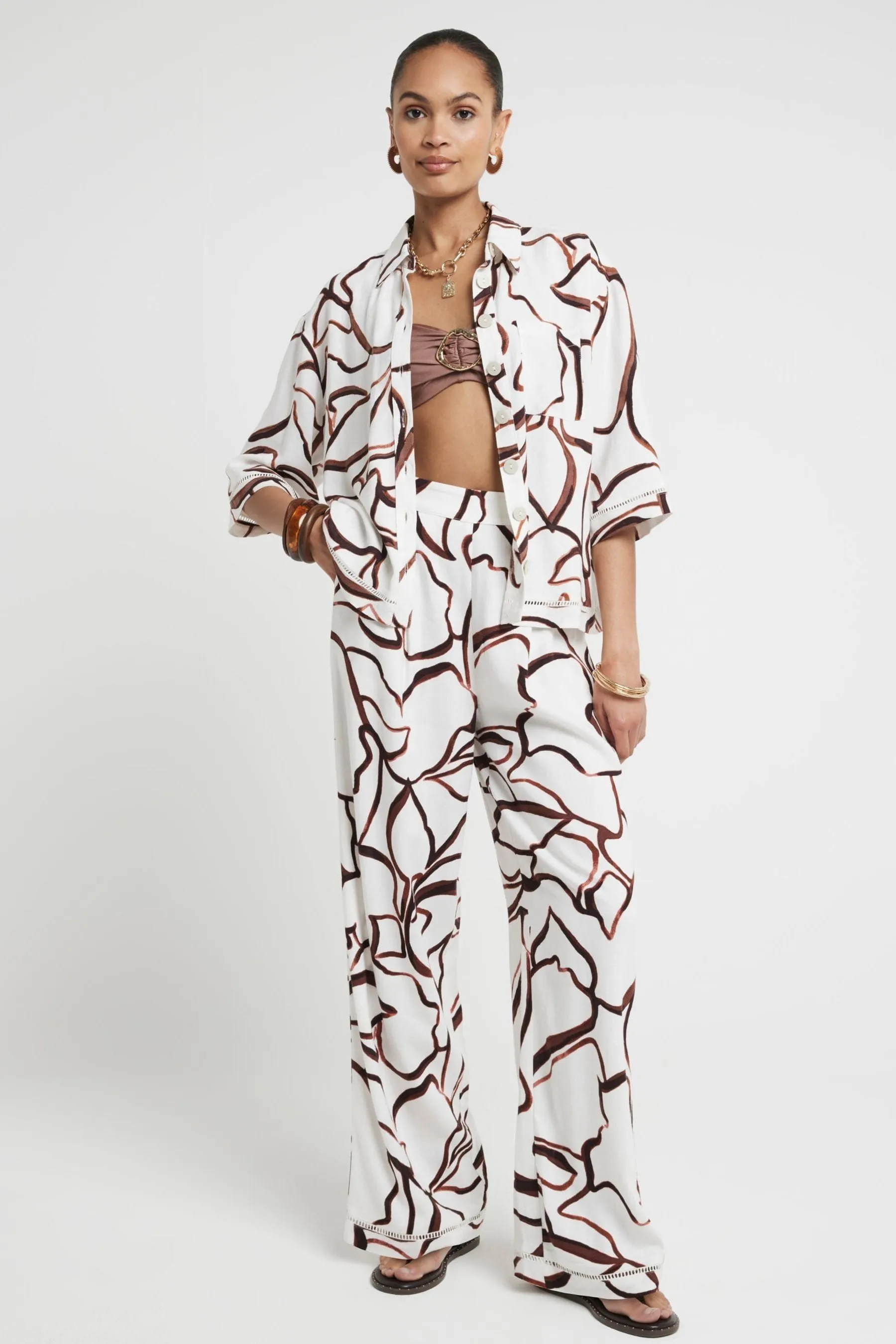 River Island - Camicia squadrata astratta