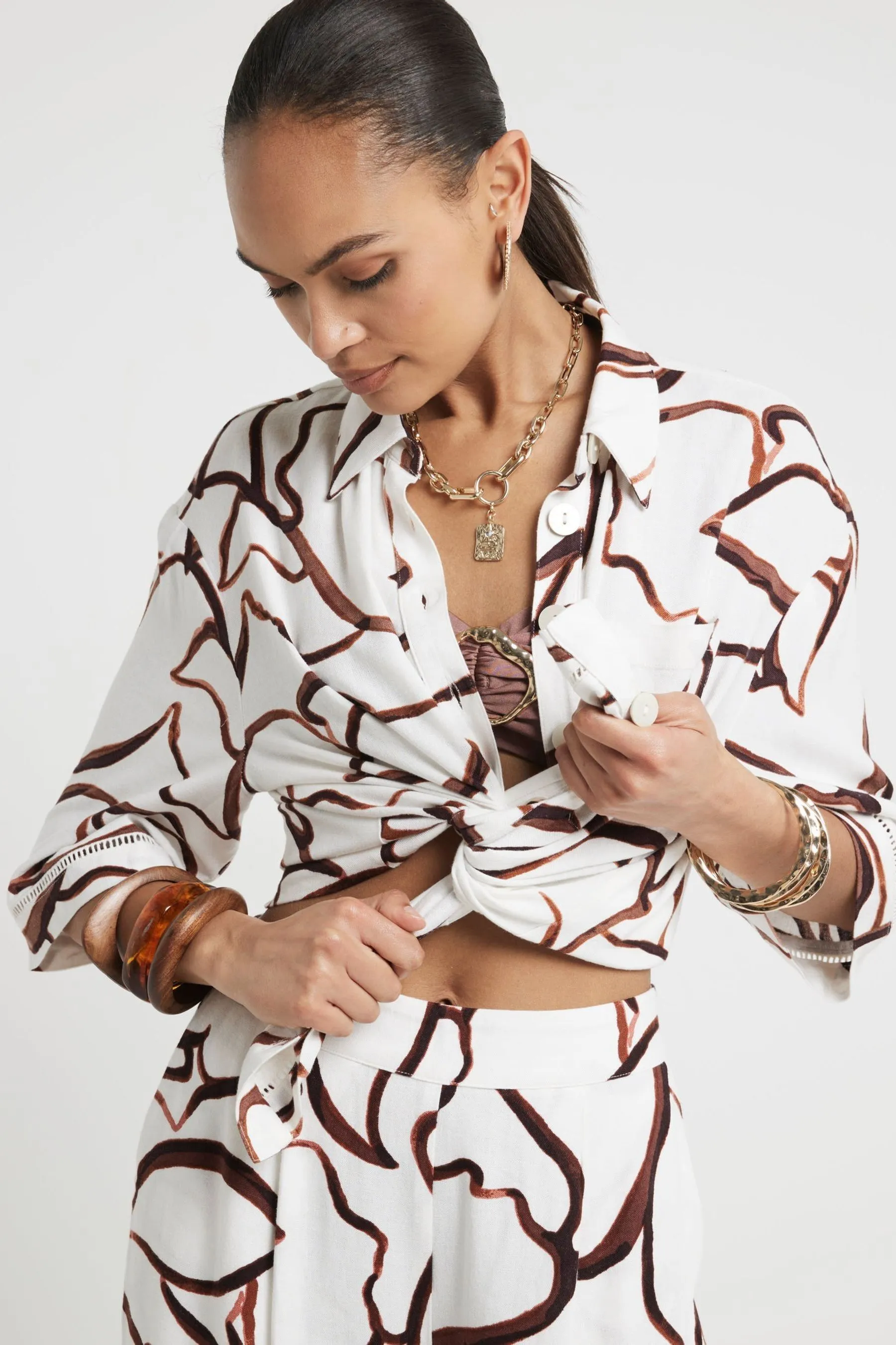 River Island - Camicia squadrata astratta