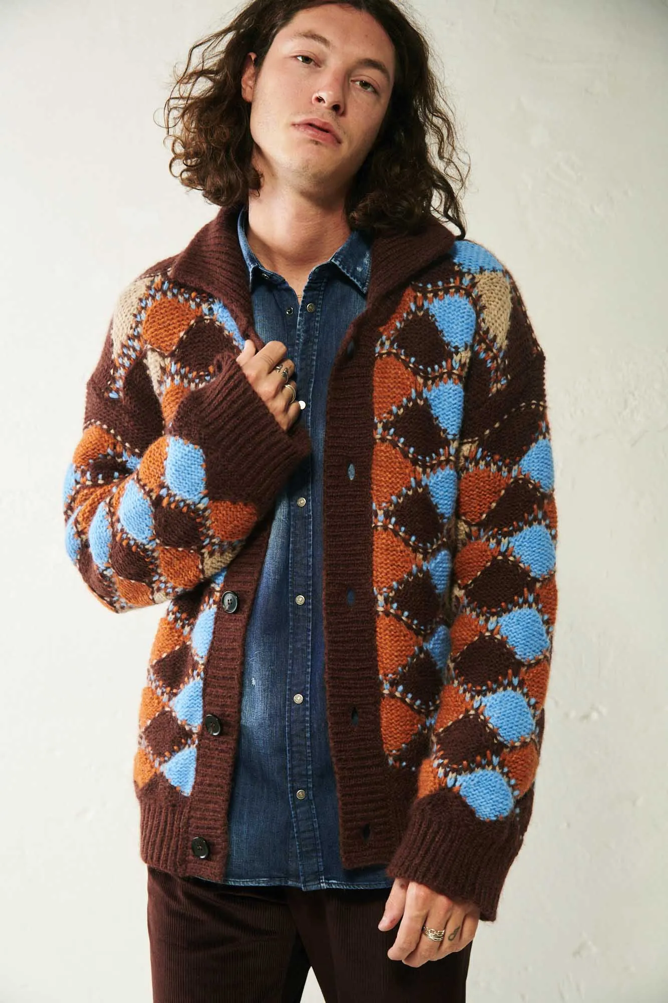 Roberto Collina cardigan jacquard a rombi