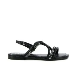 Sandali bassi neri con strass