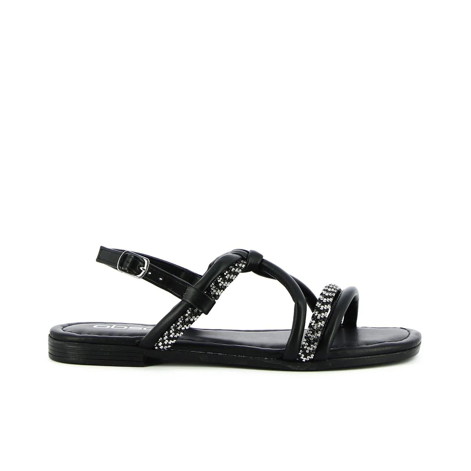 Sandali bassi neri con strass