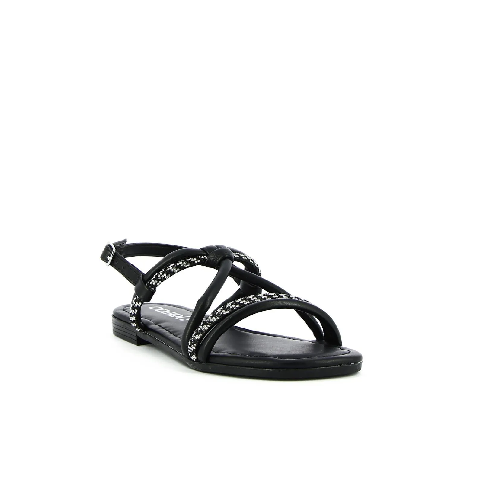 Sandali bassi neri con strass