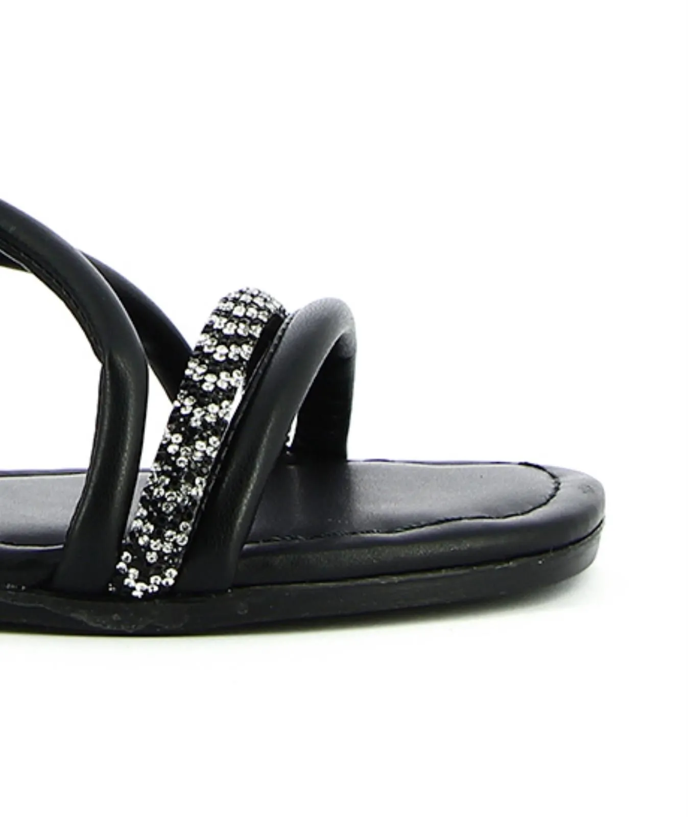 Sandali bassi neri con strass