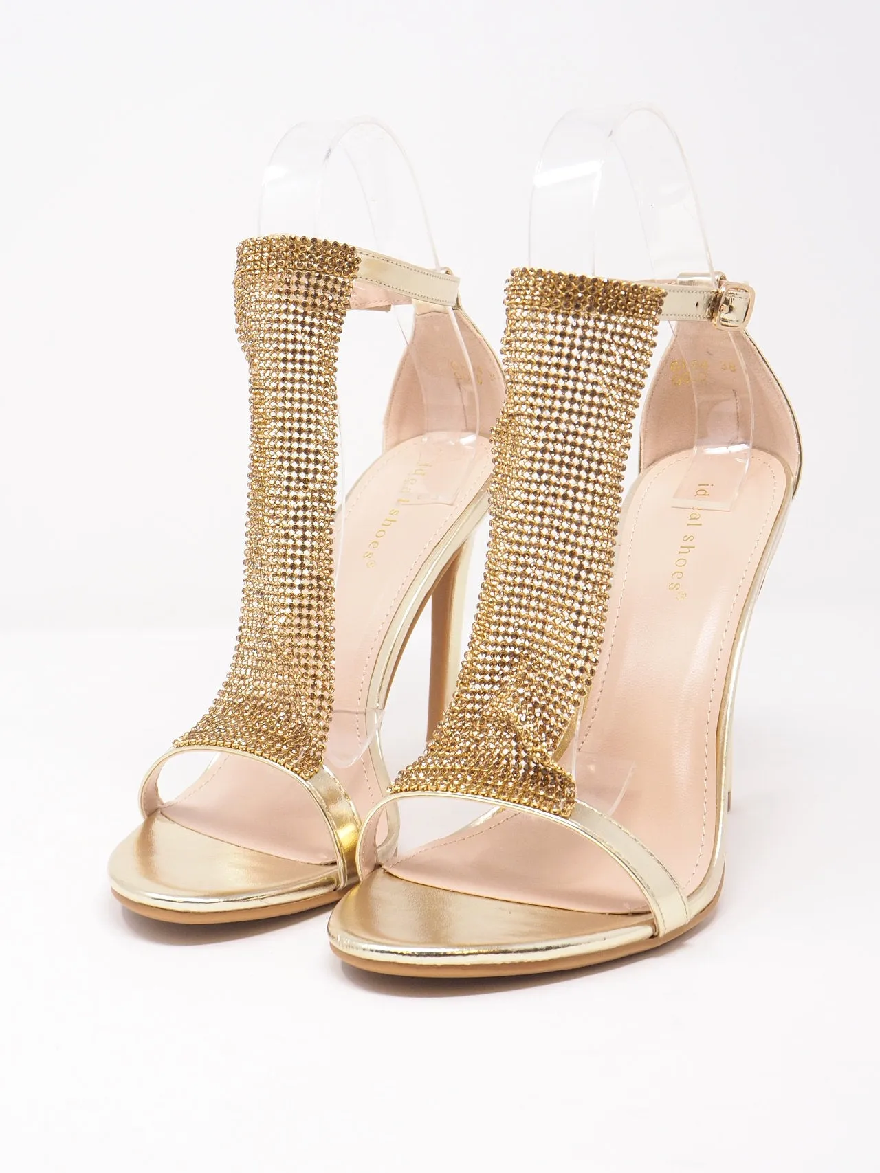 Sandali con retina di strass