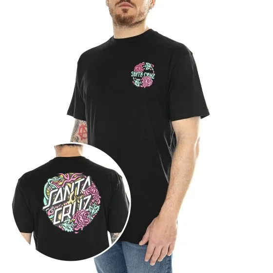 Santa Cruz Dressen Rose Crew Two Black - Maglietta Girocollo Uomo Nera    
