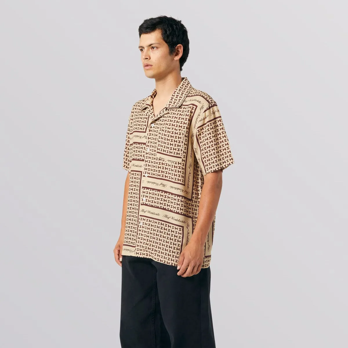 SCARF S/S RESORT TOP - TAN