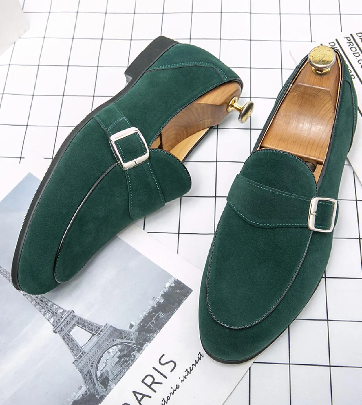 Scarpe casual da uomo in stile italiano verde Scarpe casual di lusso moda comoda Scarpe da uomo in pelle Mocassini scamosciati L
