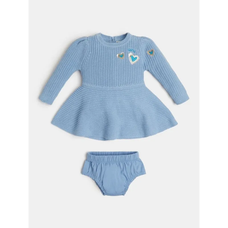 SET LS SWEATER DRESS+PANTIES PER BAMBINI GUESS