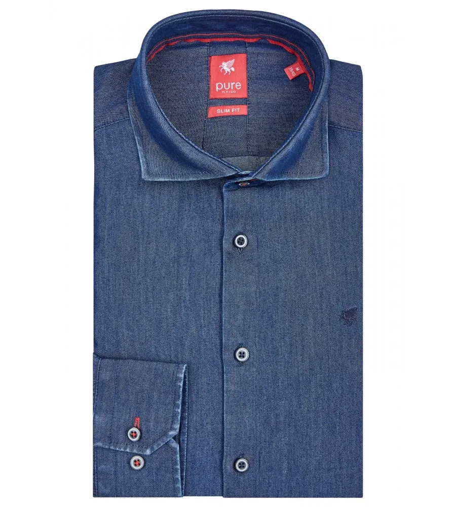 Shirt in slim jeans fit pure neck to french