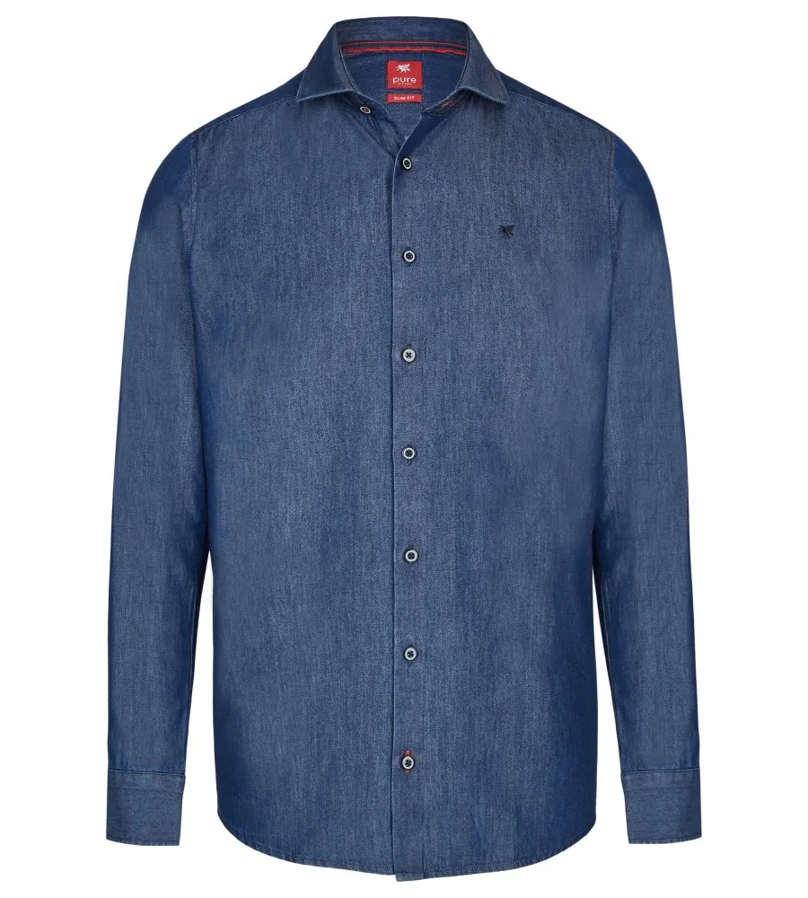 Shirt in slim jeans fit pure neck to french