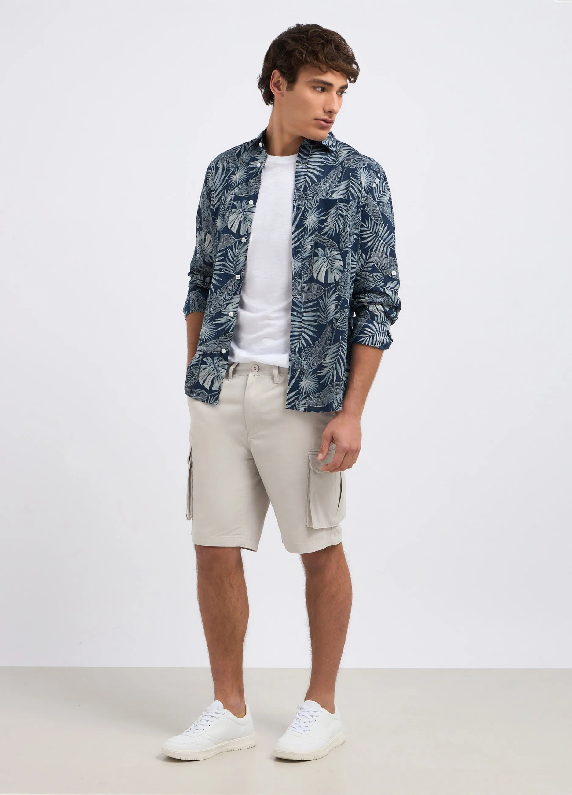 Shorts cargo chino in puro cotone uomo